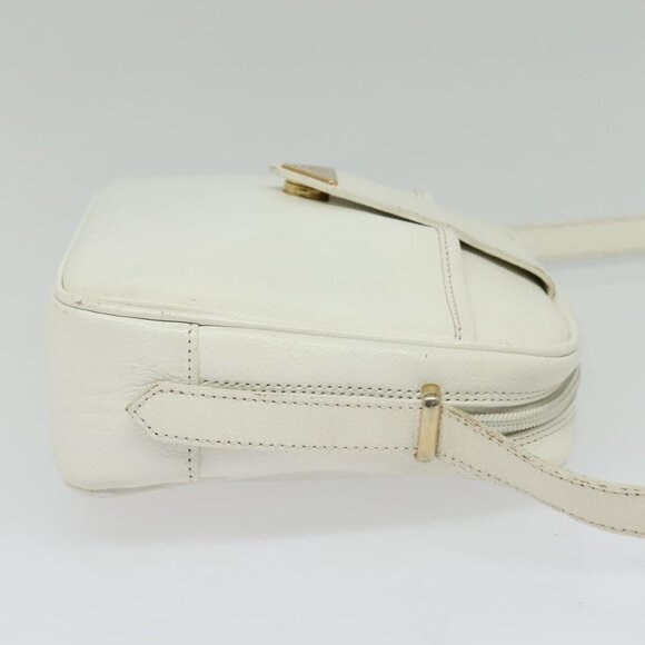 SAINT LAURENT Shoulder Bag Leather White Gold Auth BA4681 - Picture 5 of 16